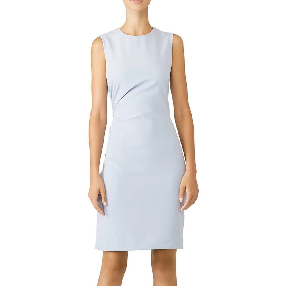 Milly Cloud Sherry Dress Sleeveless Side Ruched Knee Length Sheath Light Blue 6